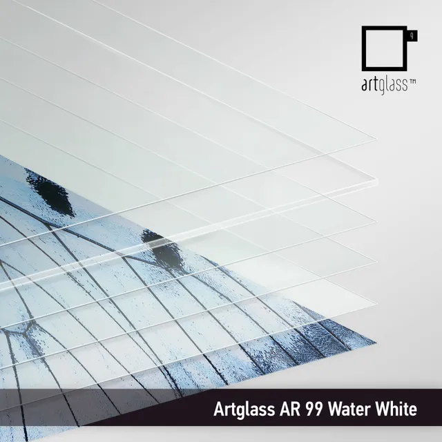 Artglass AR 99 Water White anti-reflective conservation glass sheets