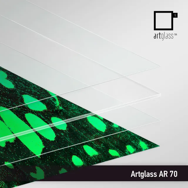 Artglass AR 70 anti-reflective picture framing glass sheets