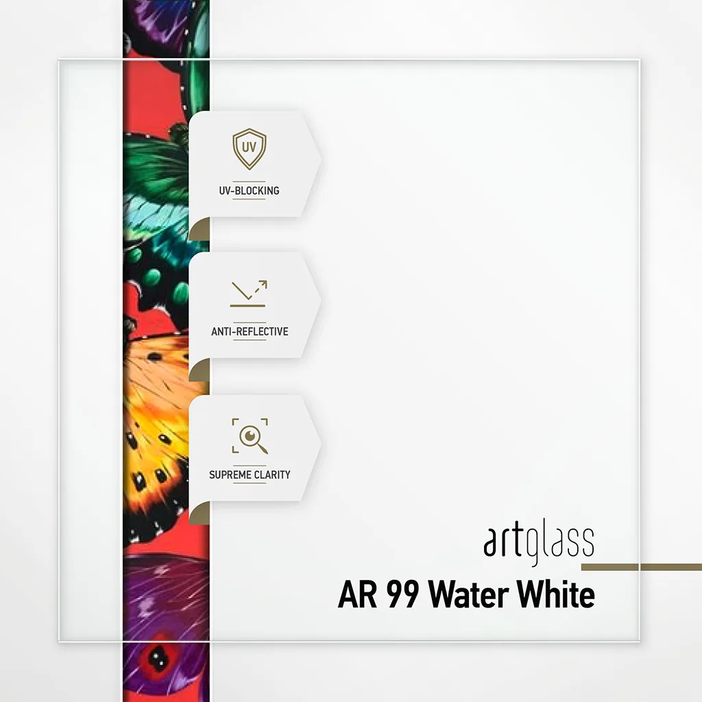 Artglass AR 99 Water White key features: UV-blocking, anti-reflective, supreme clarity