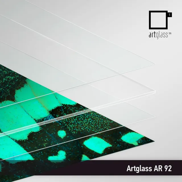 Artglass AR 92 anti-reflective glass sheets with 92% UV protection