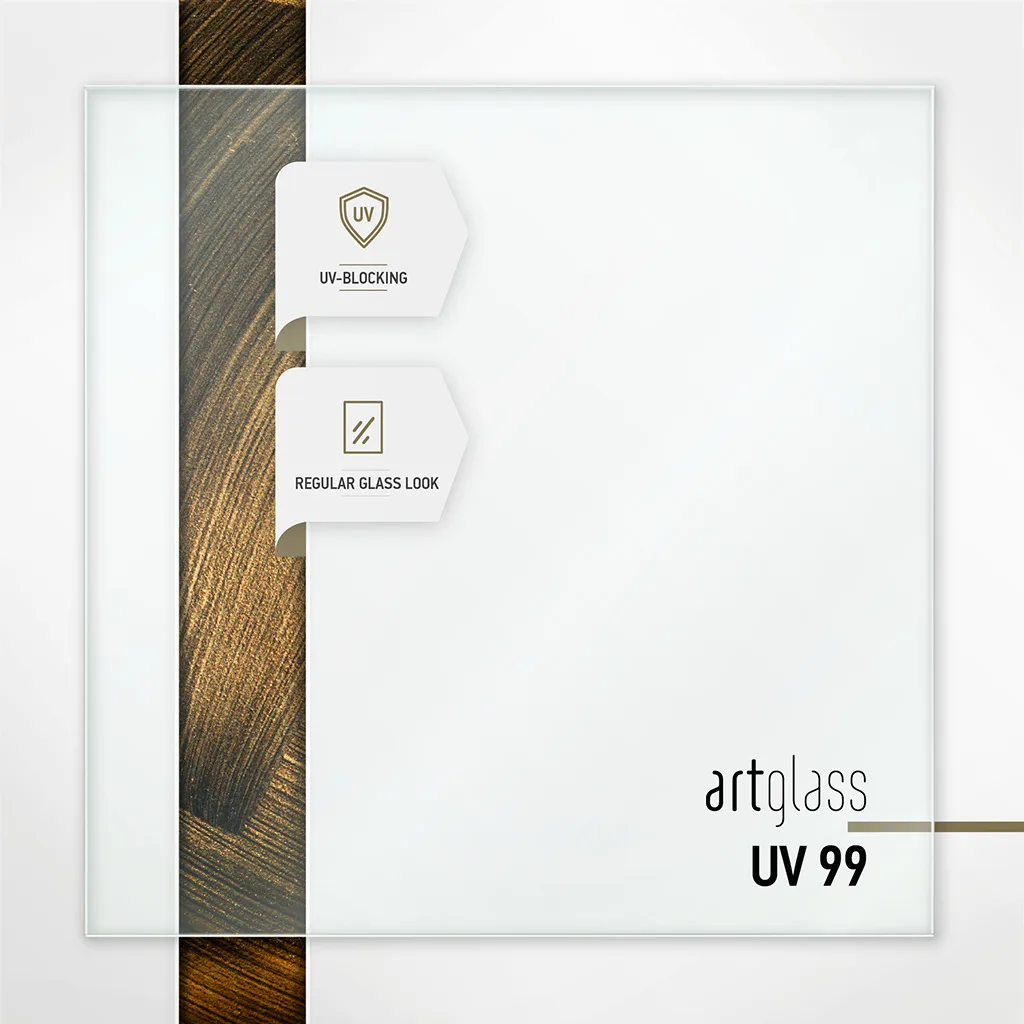 Artglass UV 99 key features: UV-blocking with a regular glass look